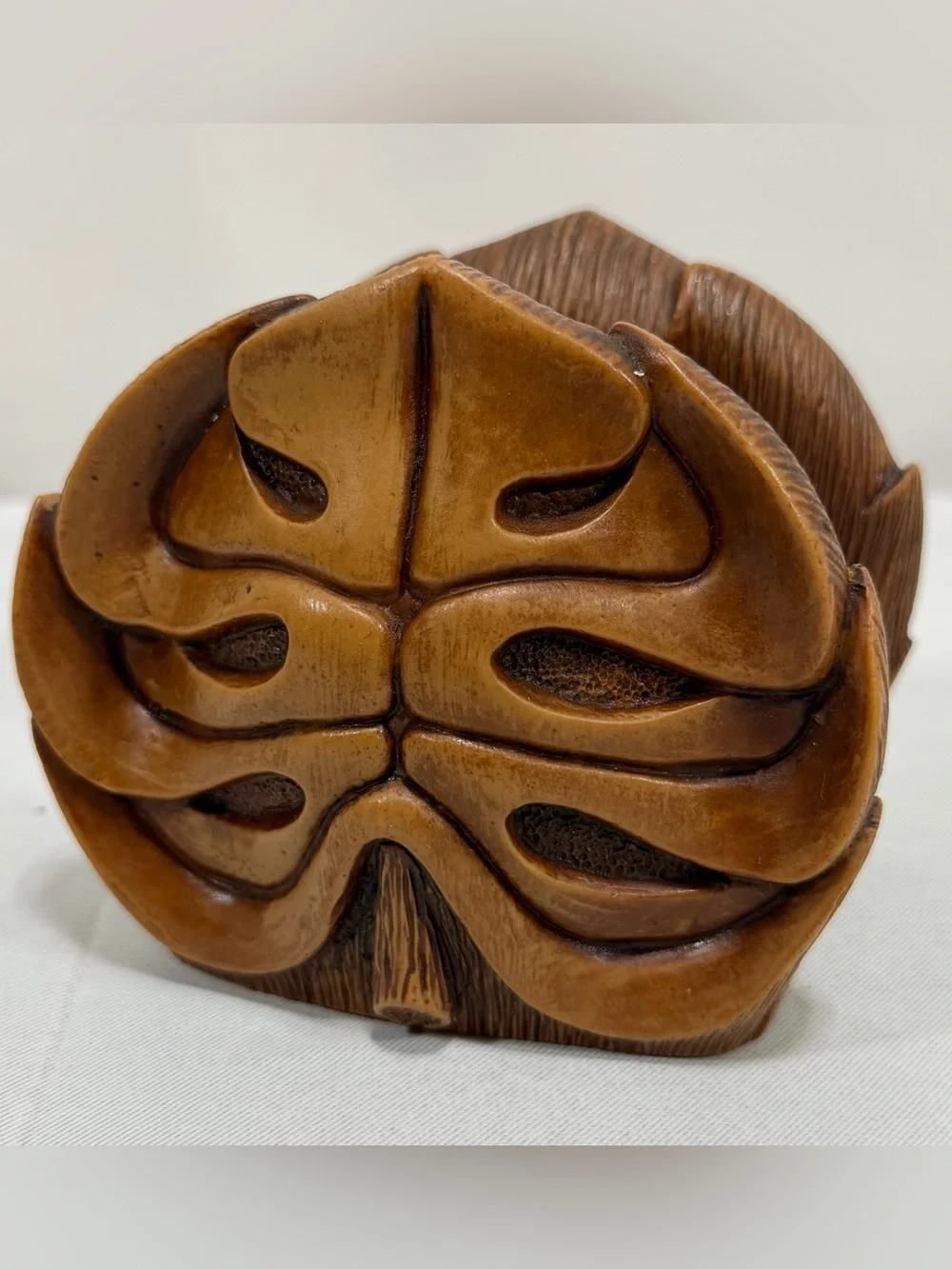 Vintage Coco Joes Monstera Leaf Napkin Letter Holder Polynesia Tiki Aloha Hawaii
